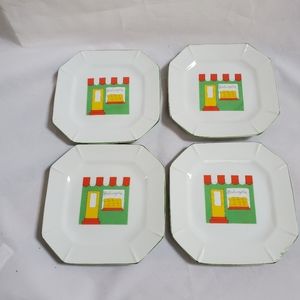 Vintage French Bakery Dessert Plate Set